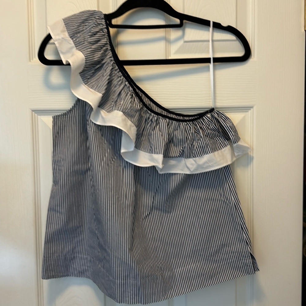 One Shoulder Ruffle Blouse